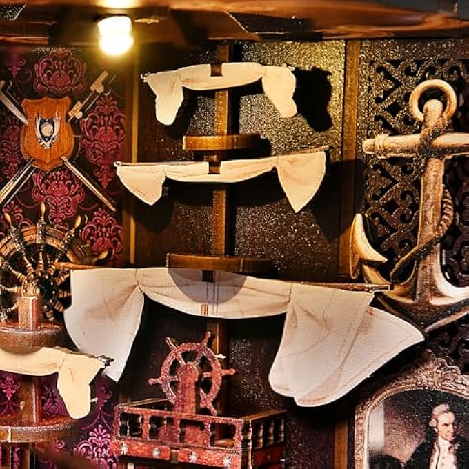 BOOK NOOK KIT, MINIATURE PUZZLE 3D WOODEN DOLLHOUSE STYLE PUZZLE KIT, MINIATURE DRIVEWAY TO INSERT INTO A BOOKCASE, DECORATION FOR ADULTS AND TEENS  TRAVEL SOUVENIRS - Image 3